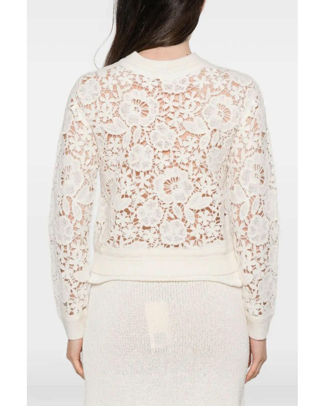 Ermanno Scervino White Floral-Lace Sweater