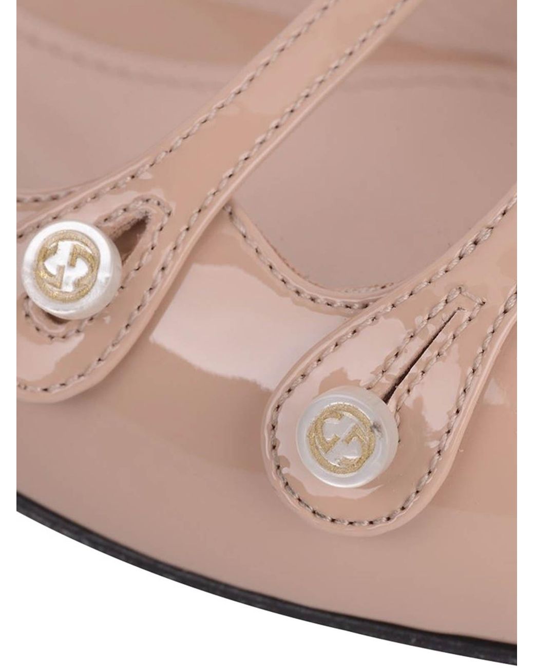 Gucci Pink Logo Button Flats