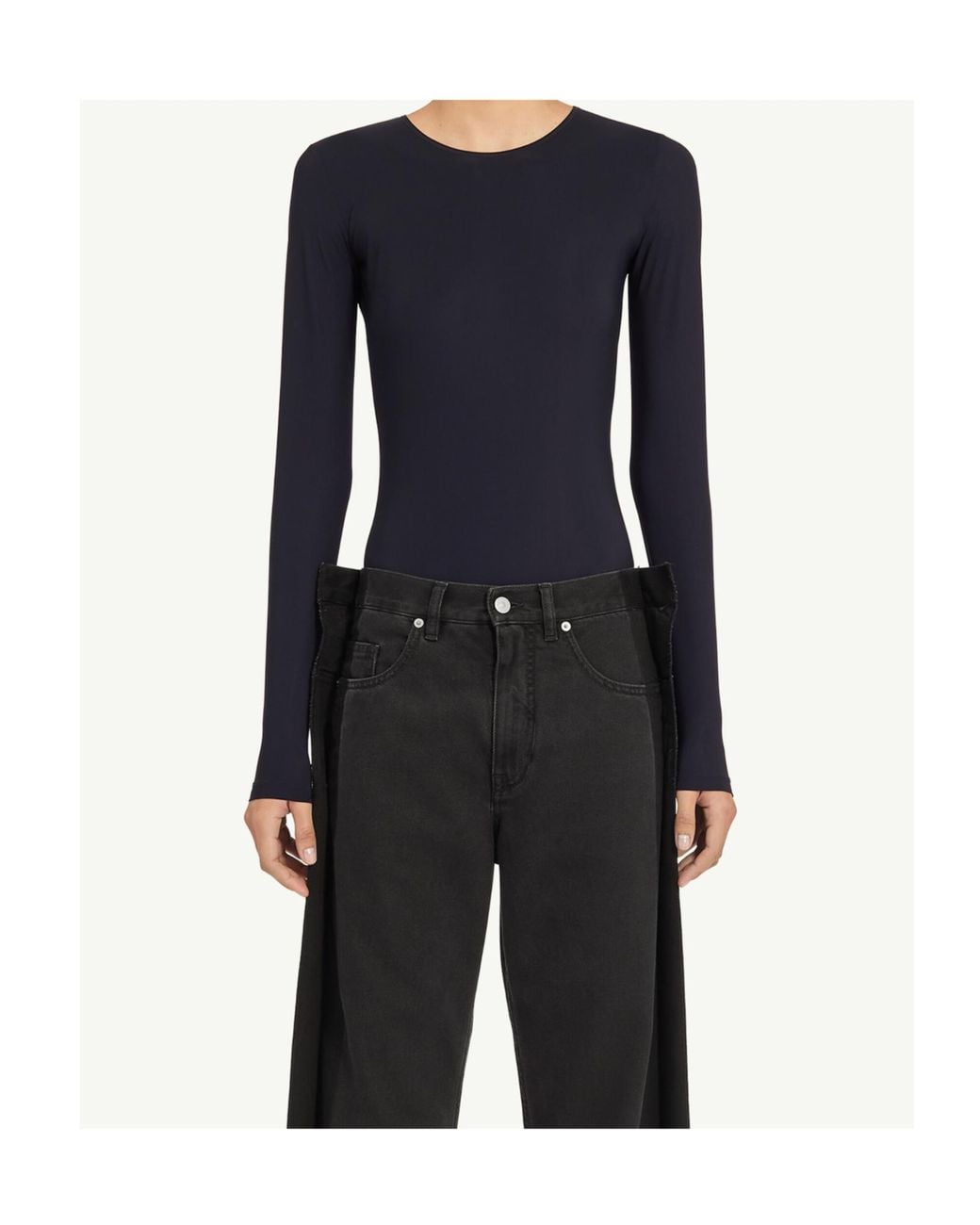 MM6 by Maison Margiela Blue Long-Sleeved Crewneck Bodysuit
