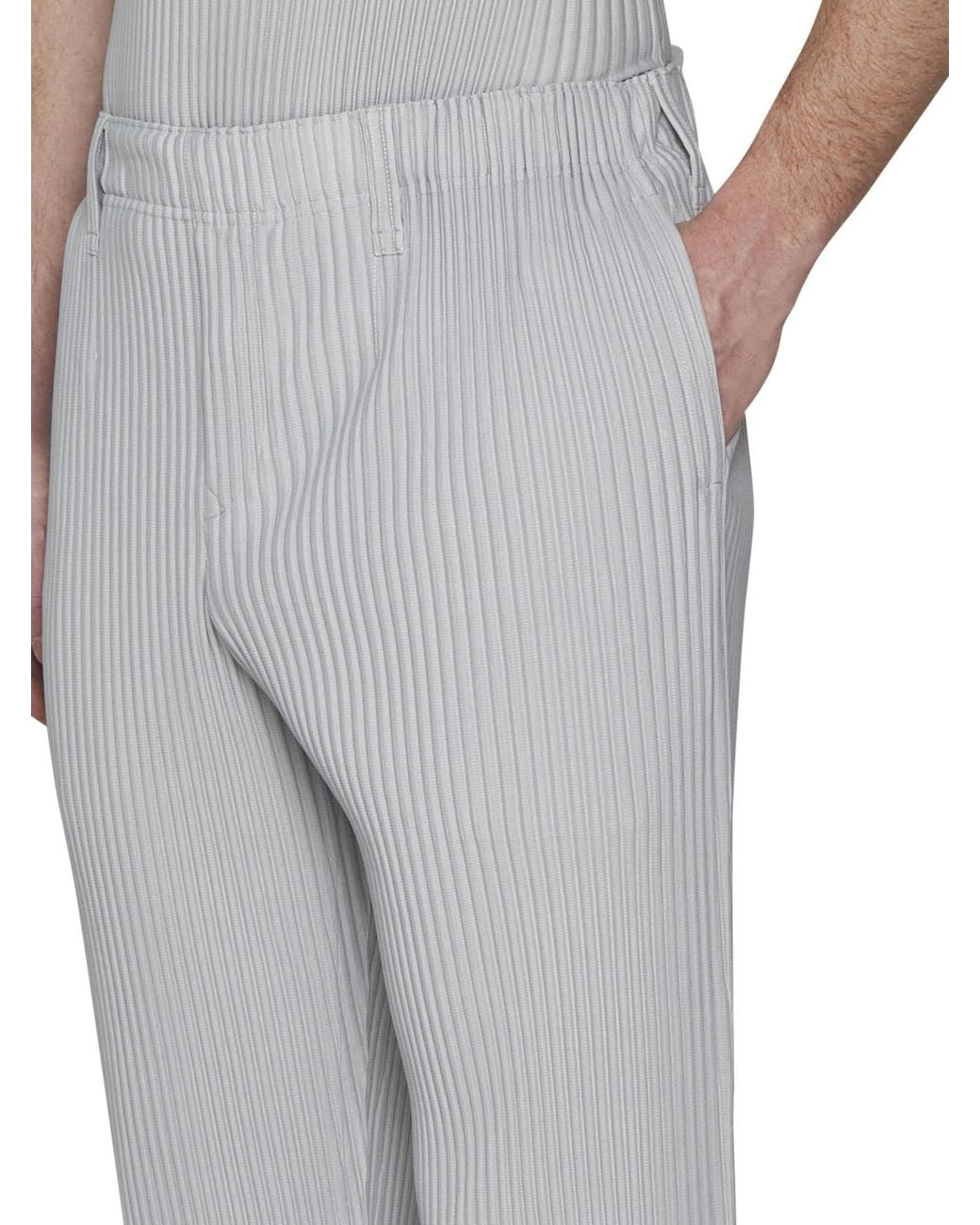 Issey Miyake Gray Homme Plissé Pleated Trousers for men