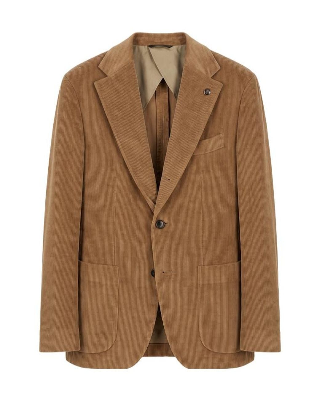 Peserico Brown Single-Breasted Corduroy Blazer for men