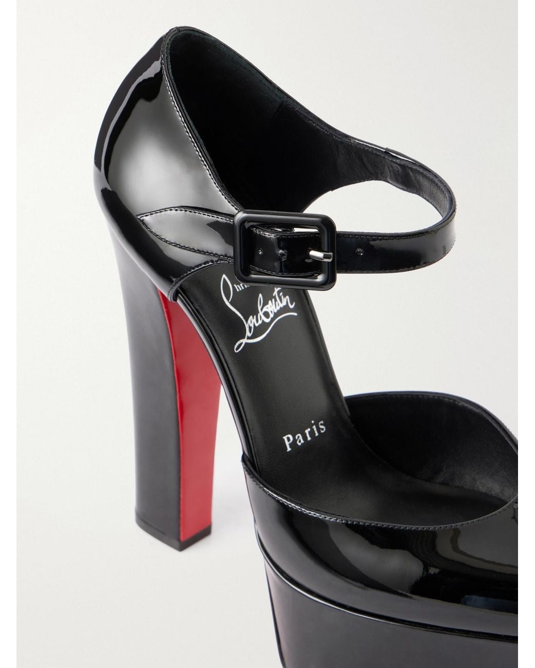 Christian Louboutin Black Patent-Leather Mary Jane Pumps