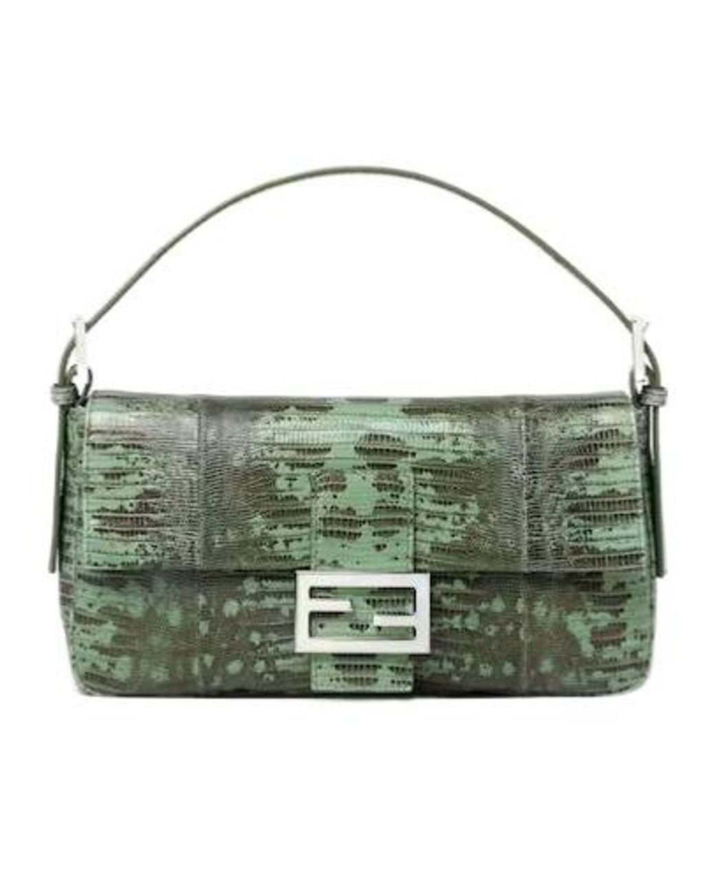 Fendi Green Baguette Shoulder Bag