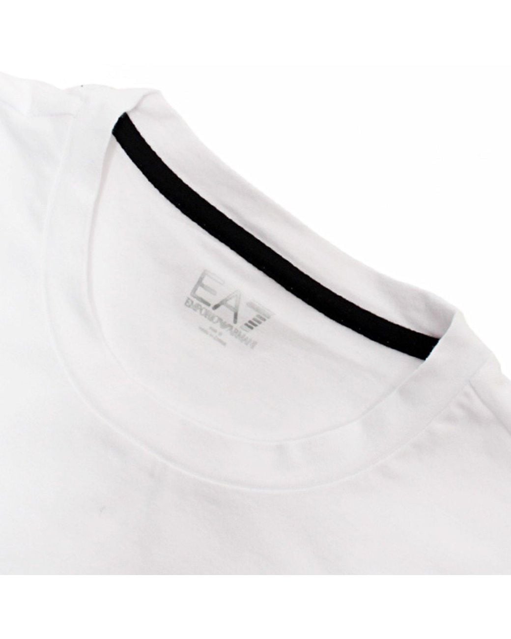 EA7 White Logo Round-Necked T-Shirt for men
