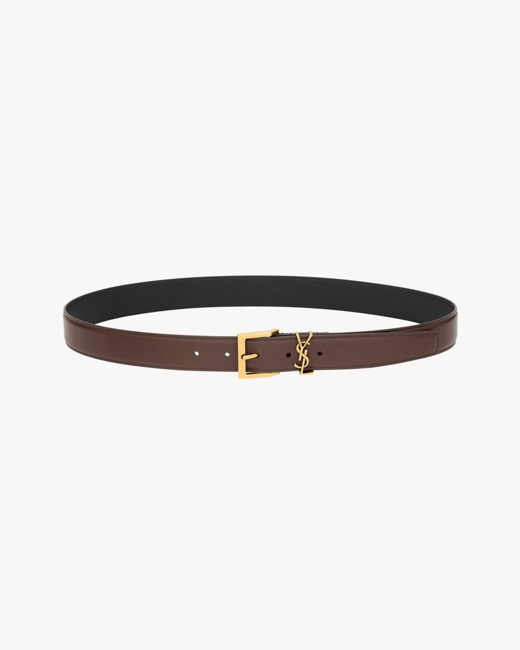 Saint Laurent White Cassandre Logo Leather Belt for men