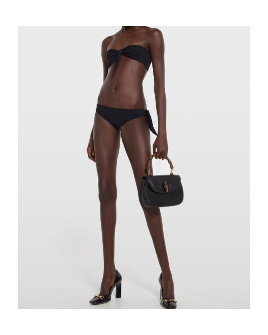 Gucci Black Sparkling Jersey Bikini With Embroidery