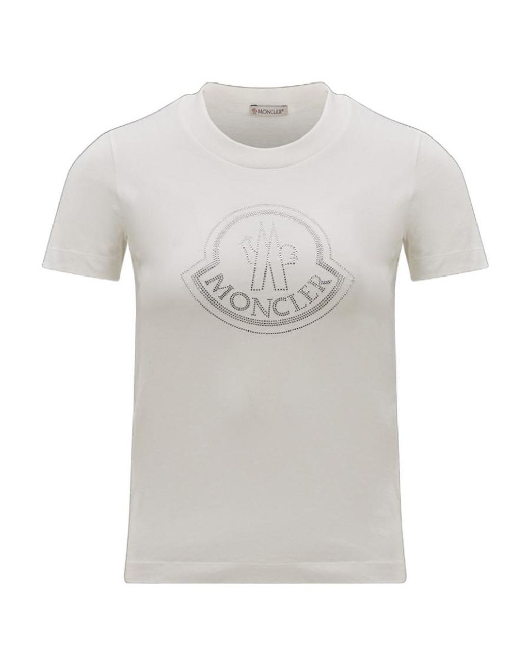 Moncler White Logo Embellished Crewneck T-Shirt