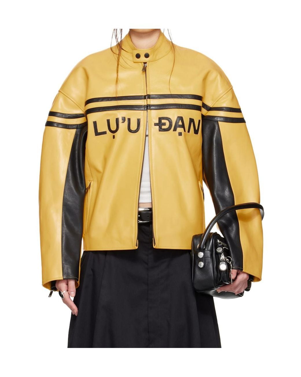 Lu'u Dan Metallic Bruce Lee X Lựu Đạn Collaboration Legacy Moto L-D Stand Collar Leather Jacket for men