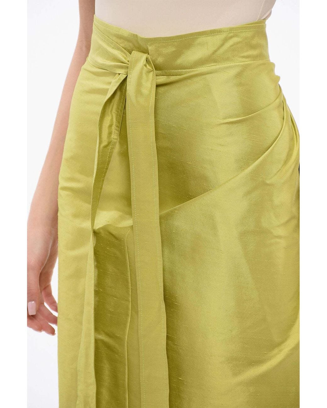 Dior Yellow Front-Draped Wrap Skirt