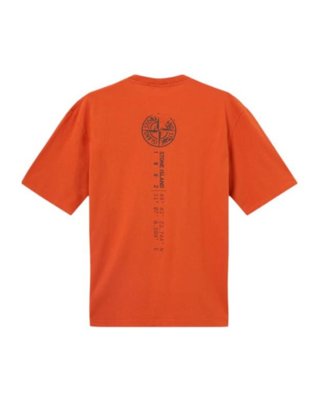 Stone Island Orange Regular-Fit T-Shirt With Vertical Placement Print for men