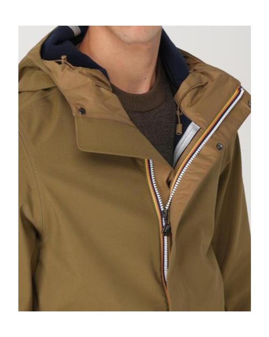 K-Way Green Long Hooded Jacket for men