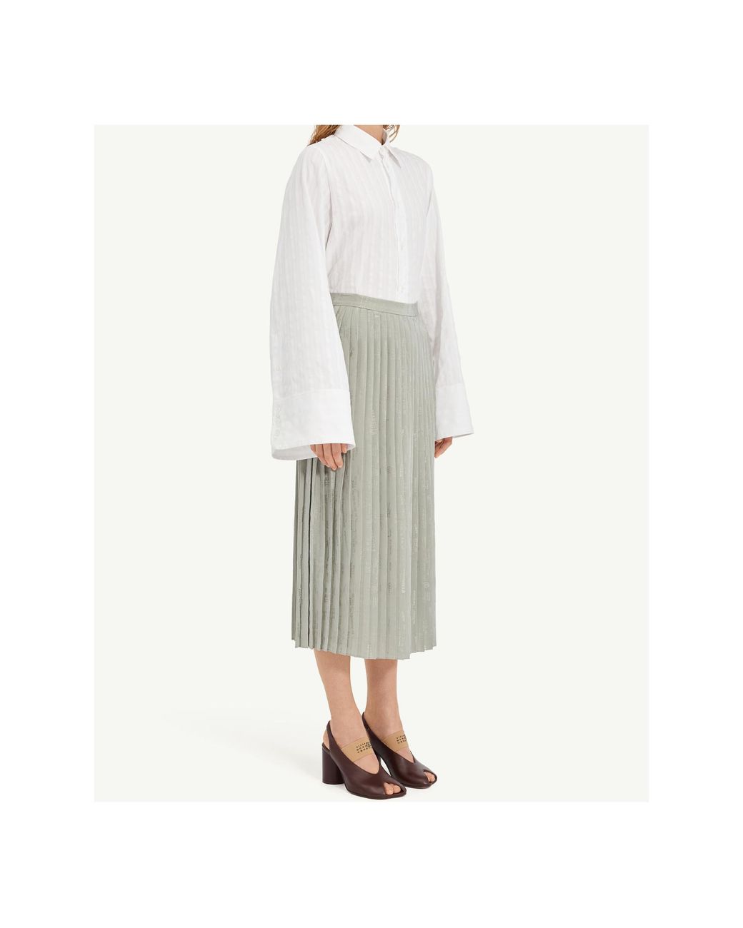 MM6 by Maison Margiela Gray Zipped Pleated Skirt