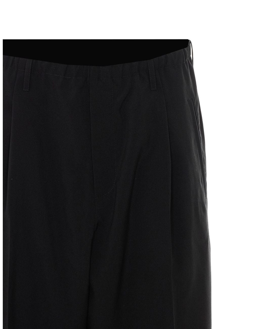 Magliano Black Pleated Elasticated-Waistband Trousers for men