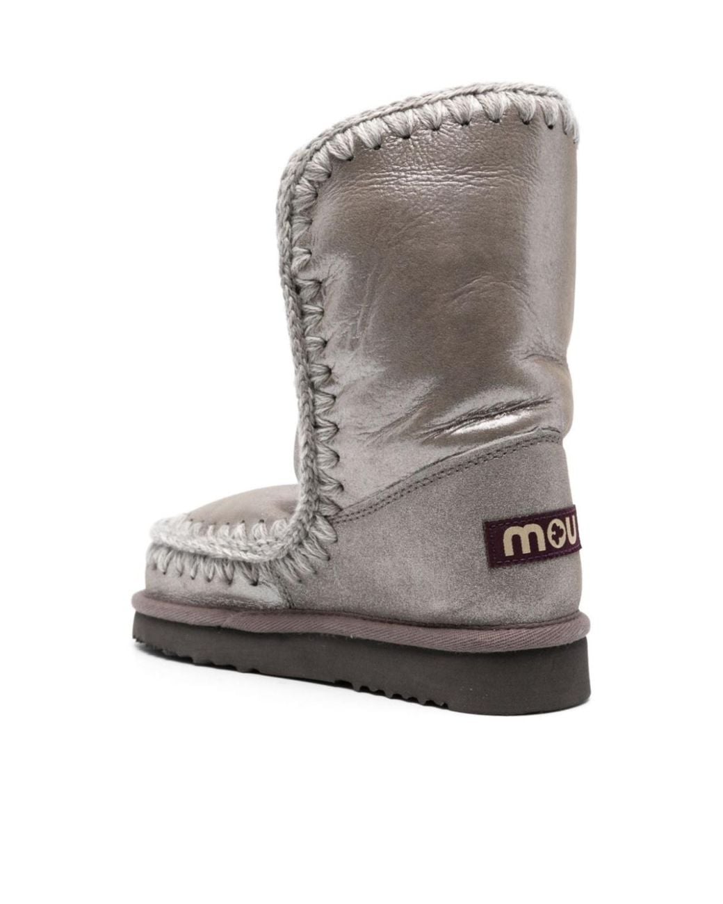 Mou Gray Round-Headed Short Boots