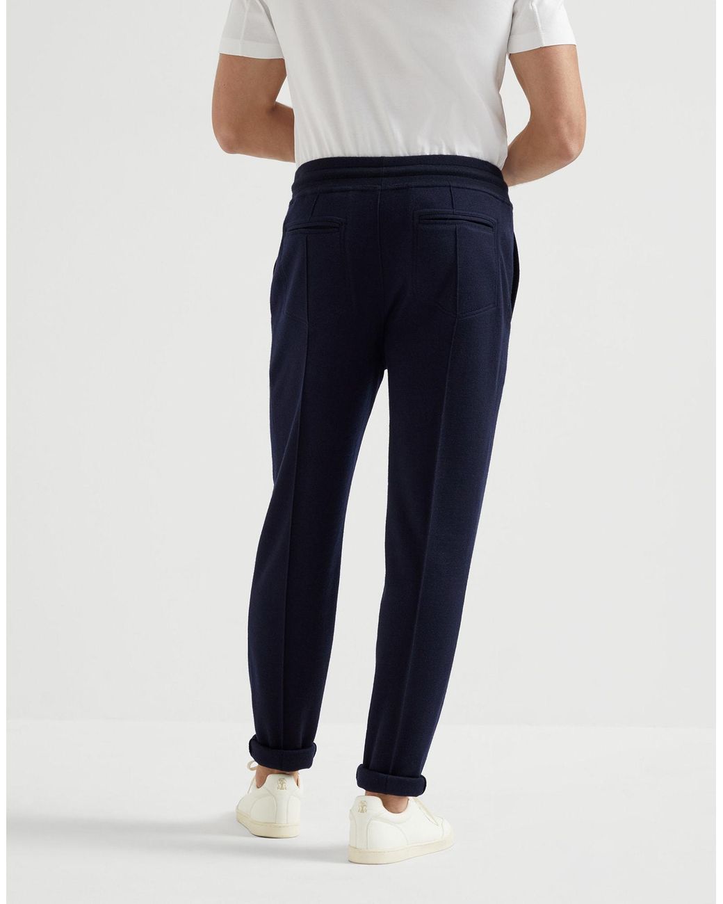 Brunello Cucinelli Blue Elastic Drawstring Waist Pants for men