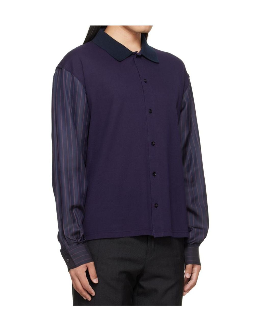 Maison Margiela Blue Long-Sleeved Buttoned Shirt for men