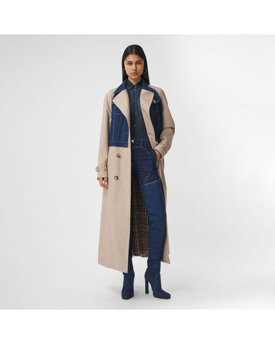 Burberry Blue High-Rise Heart-Motif Skinny Jeans