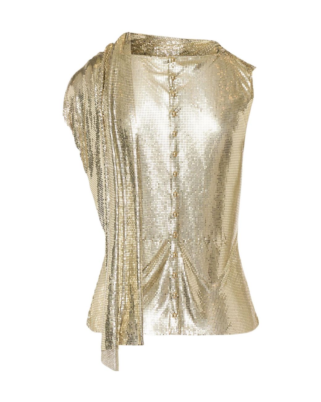 Rabanne Natural Rabanne Draped Metal Knitted Top