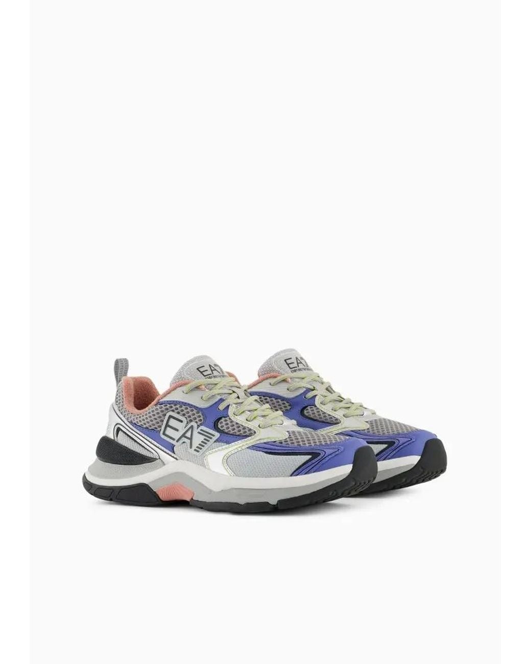 EA7 Blue Lace-Up Sneakers for men