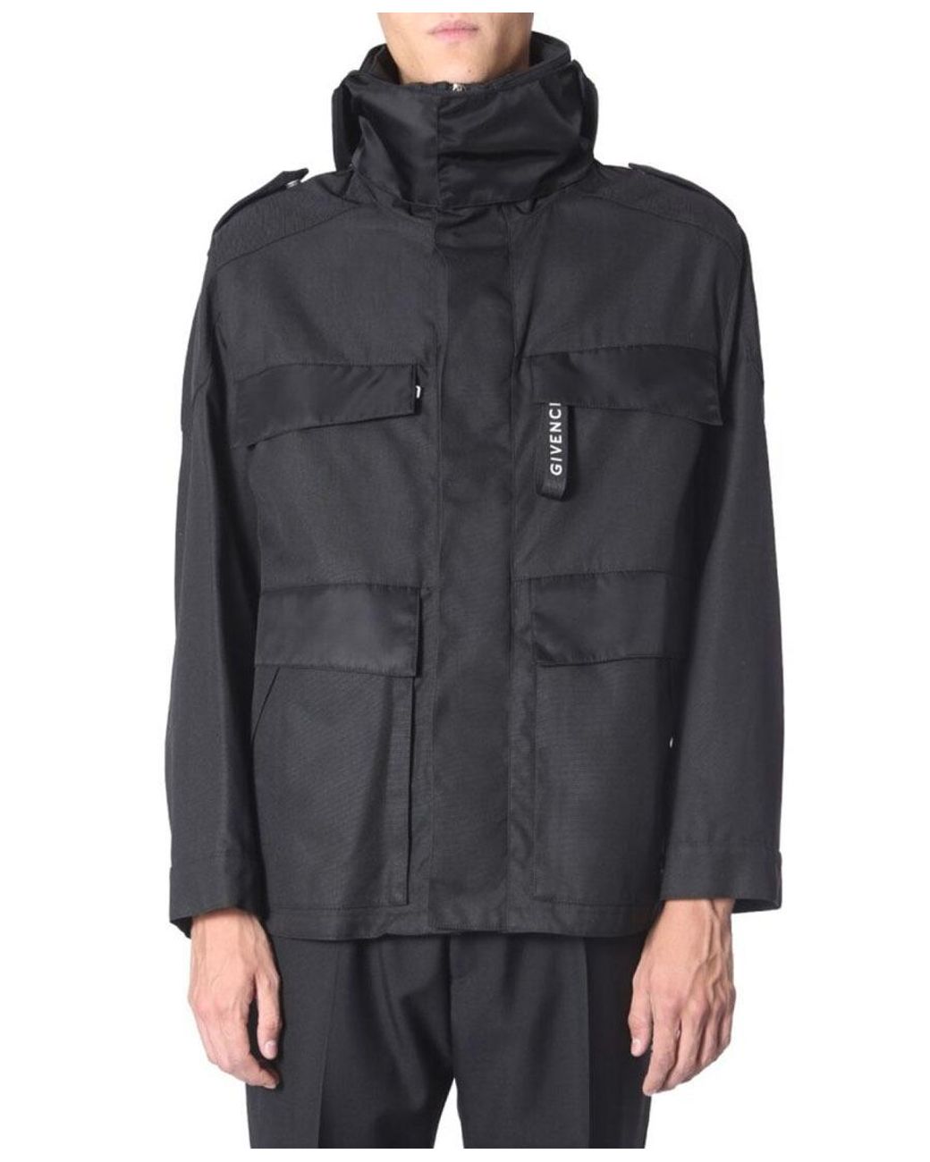 Givenchy Black Hooded Logo Windbreaker for men