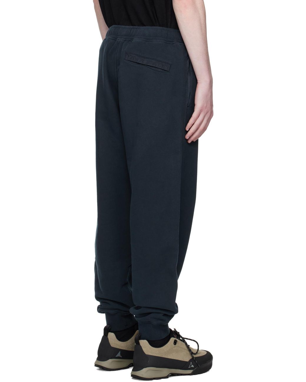 Stone Island Blue Logo Patch Tapered Leg Pants for men