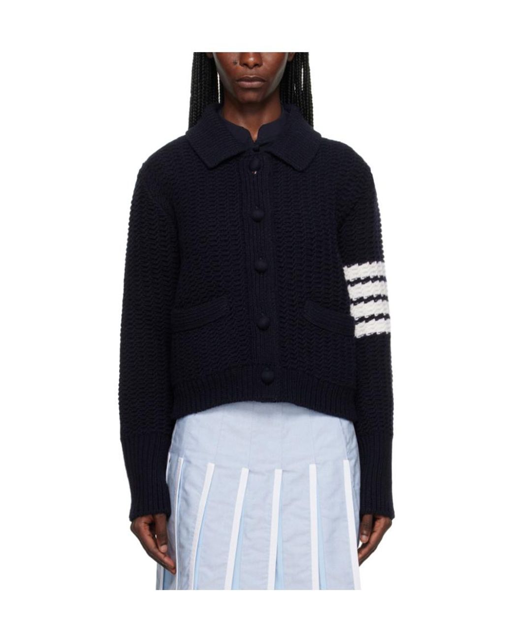 Thom Browne Black Chunky-Knit Merino-Wool Cardigan