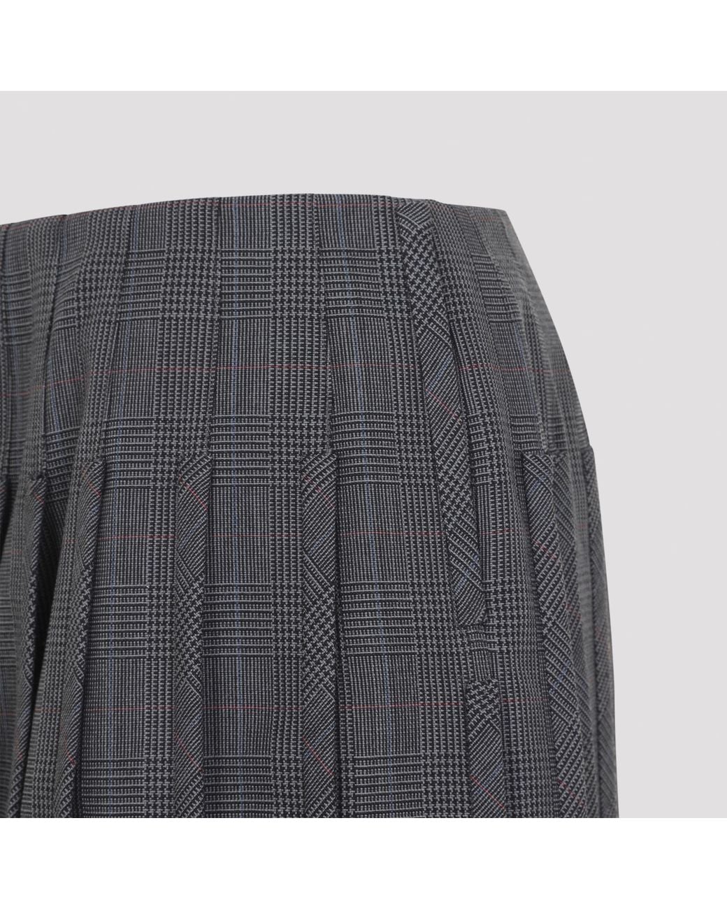 Thom Browne Gray Low Rise Pleated Mini Skirt