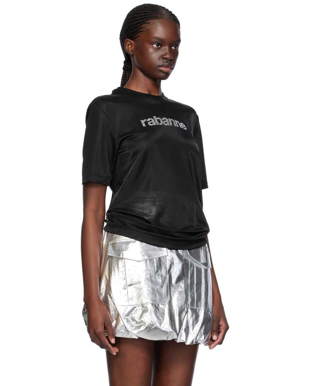 Rabanne Black Faded Logo-Printed T-Shirt