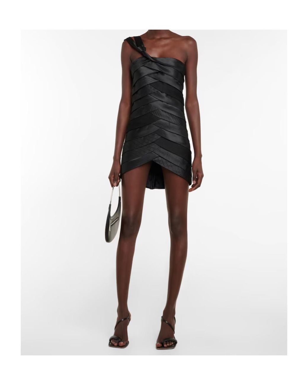 Coperni Black One-Shoulder Asymmetrical Minidress