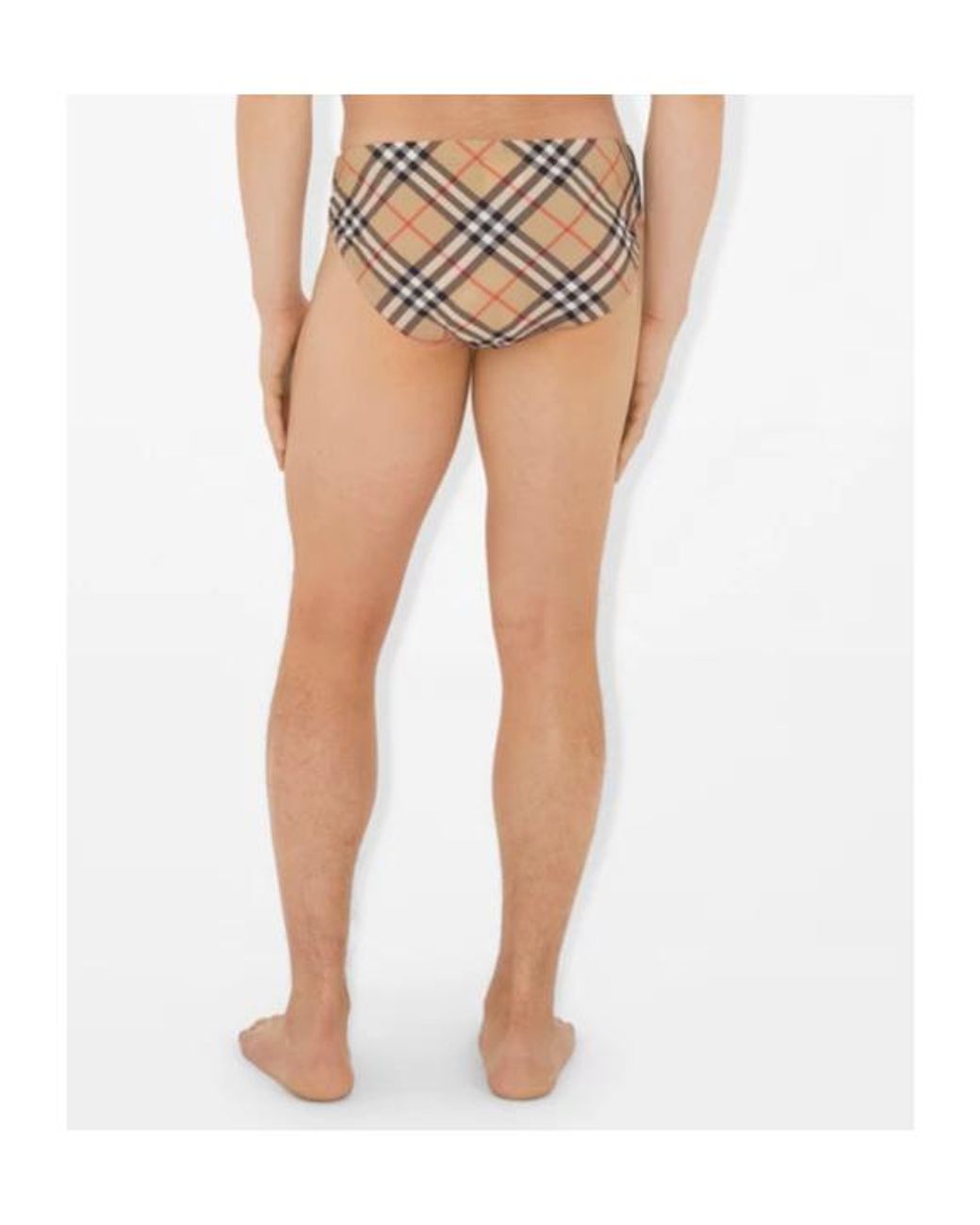 Burberry White Checked Drawstring Swim Shorts for men