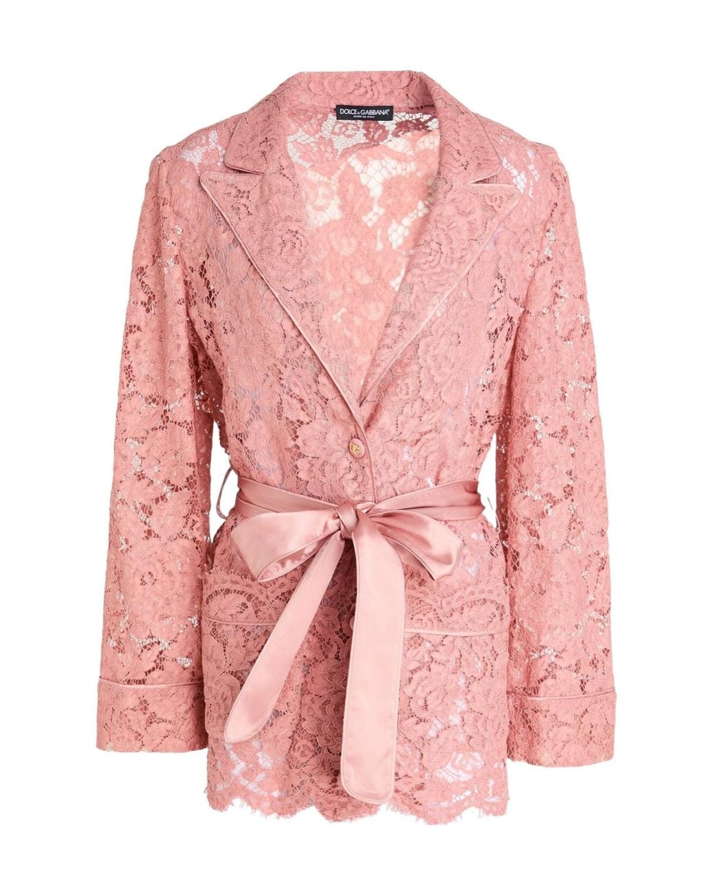Dolce & Gabbana Pink Solid-Colored Lace Blazer