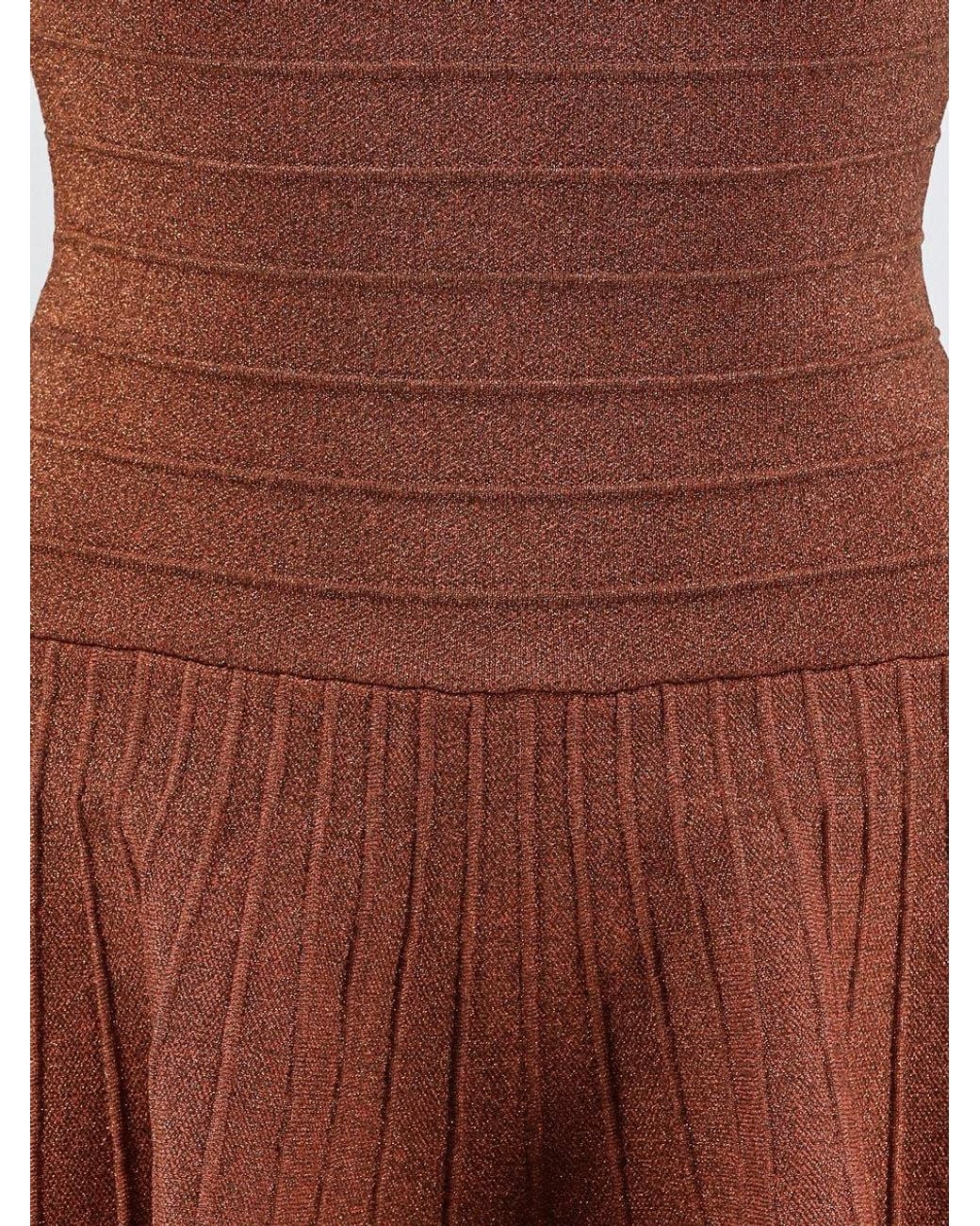 retroféte Brown Retrofete Textured Flared Mini Dress