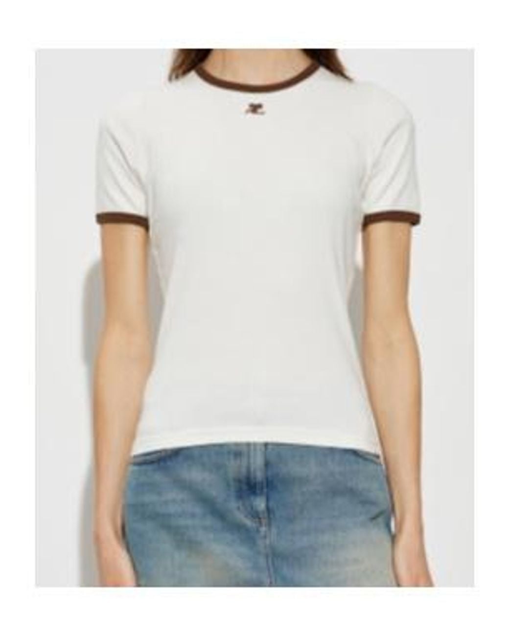 Courreges White Courrèges Contrast Trim Logo T-Shirt