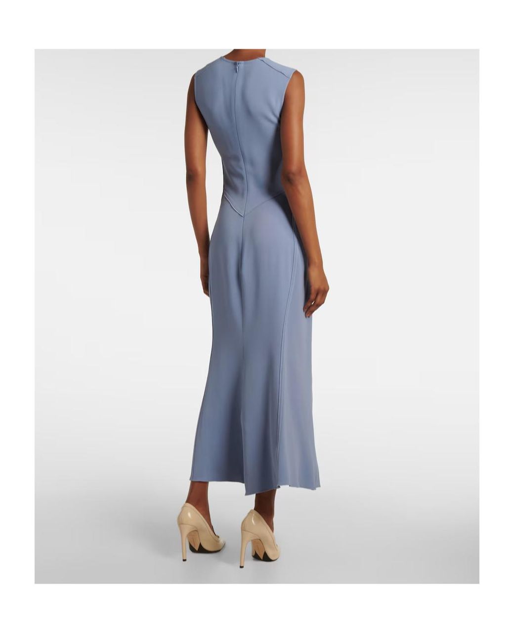 Victoria Beckham Blue Gathered Midi Dress
