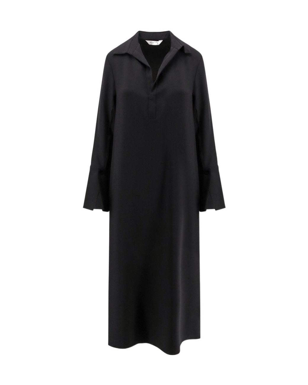 Max Mara Black Ossola Collared Long-Sleeved Dress