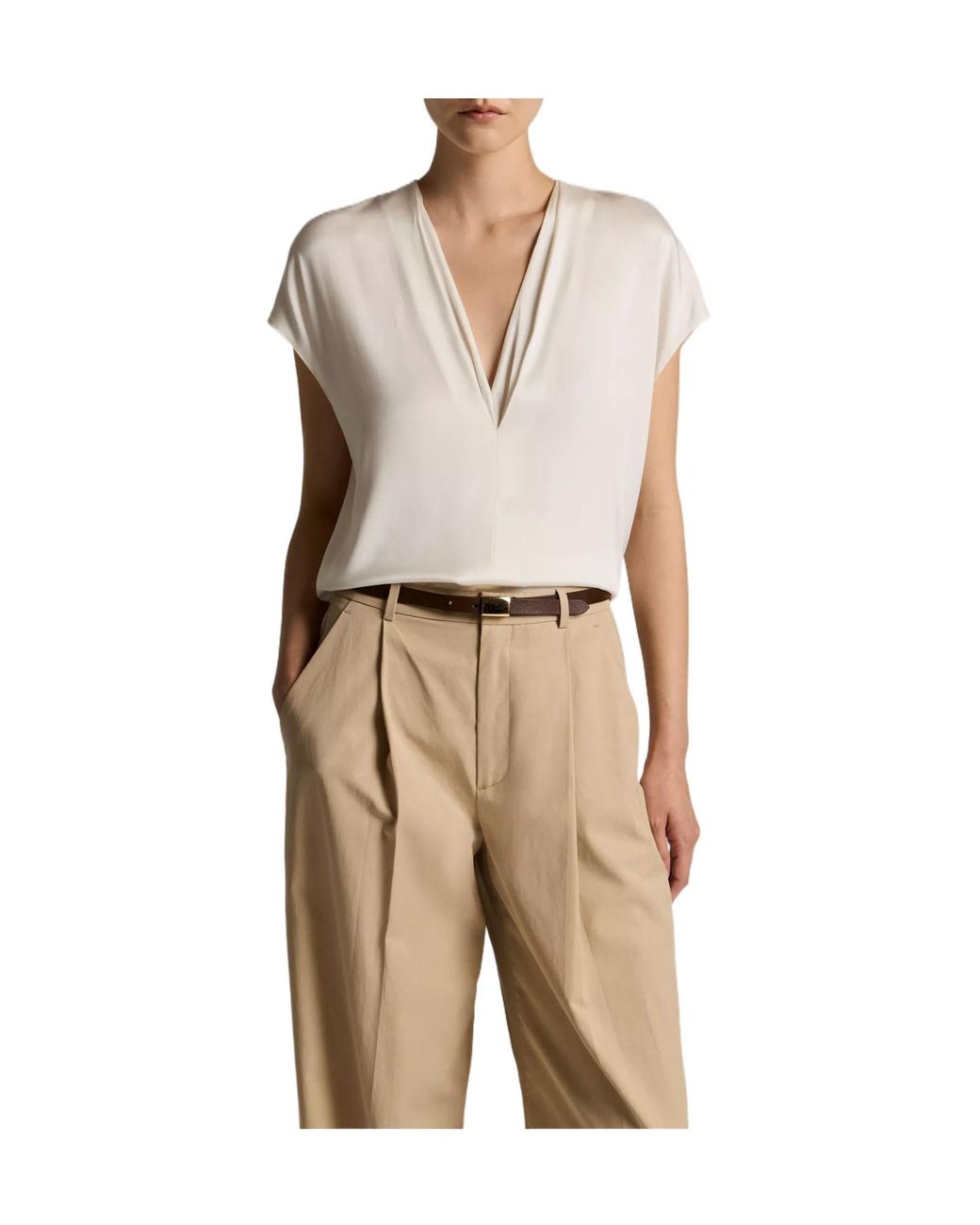 Vince Natural V-Neck Sleeveless Top