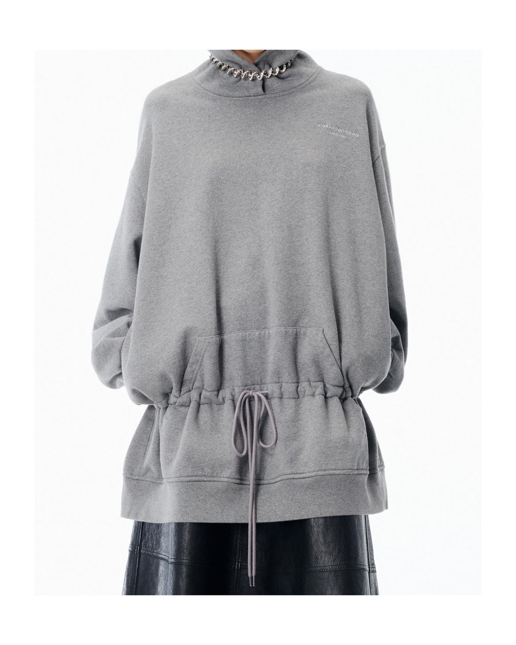 T By Alexander Wang Gray Oversized Drawstring Hoodie