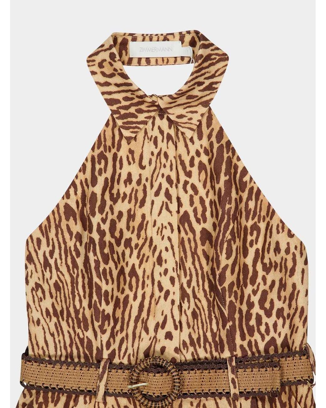 Zimmermann Natural Cascadian Halterneck Sleeveless Playsuit
