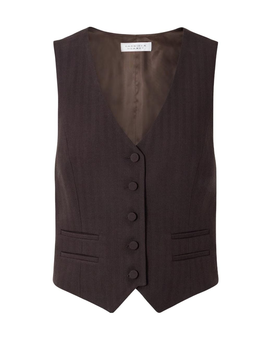 Gabriela Hearst Brown Coleridge Striped Herringbone Wool-Blend Gilet