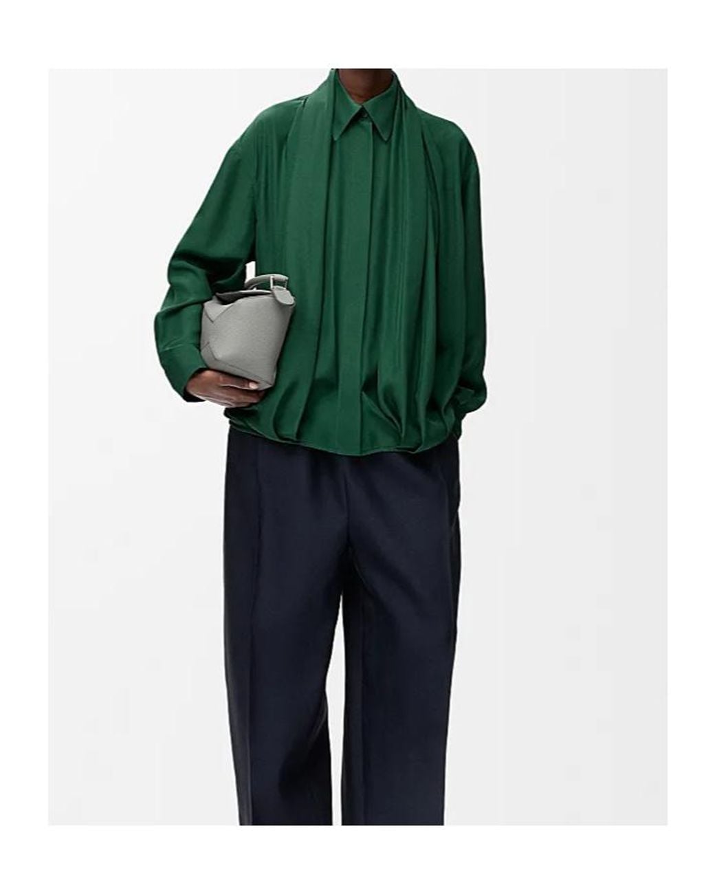 Loewe Green Charmeuse Balloon Button-Down Shirt