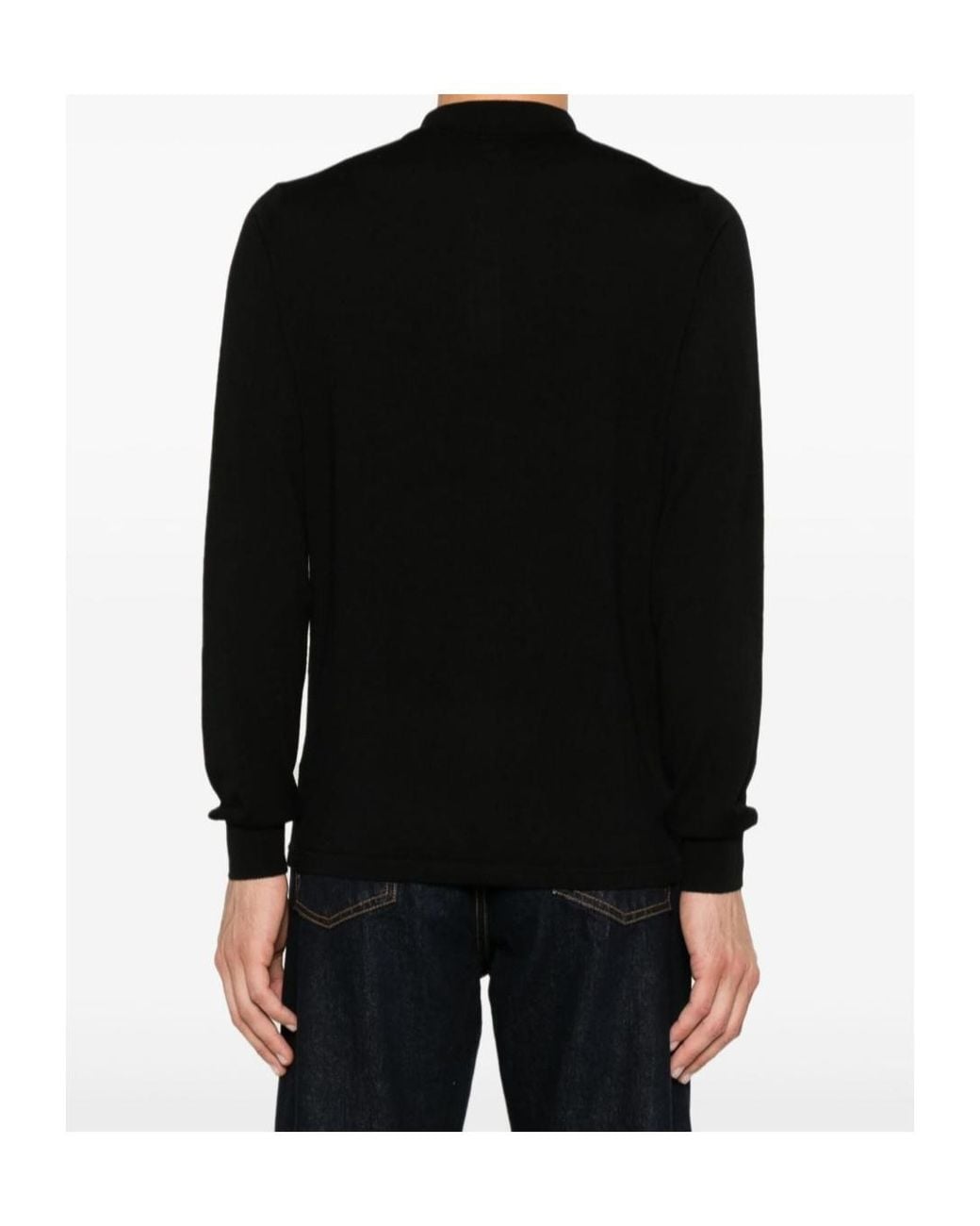 Aspesi Black Long-Sleeved Polo Shirt for men
