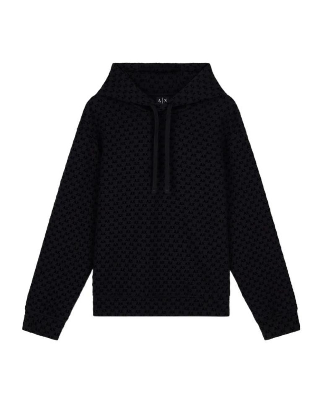 ARMANI EXCHANGE Blue Logo-Pattern Drawstring Hoodie for men