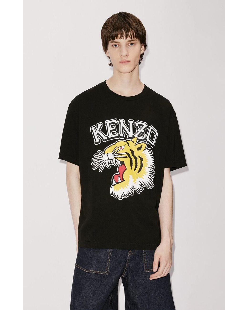 KENZO Black 'Varsity Jungle' Tiger Oversize T-Shirt for men