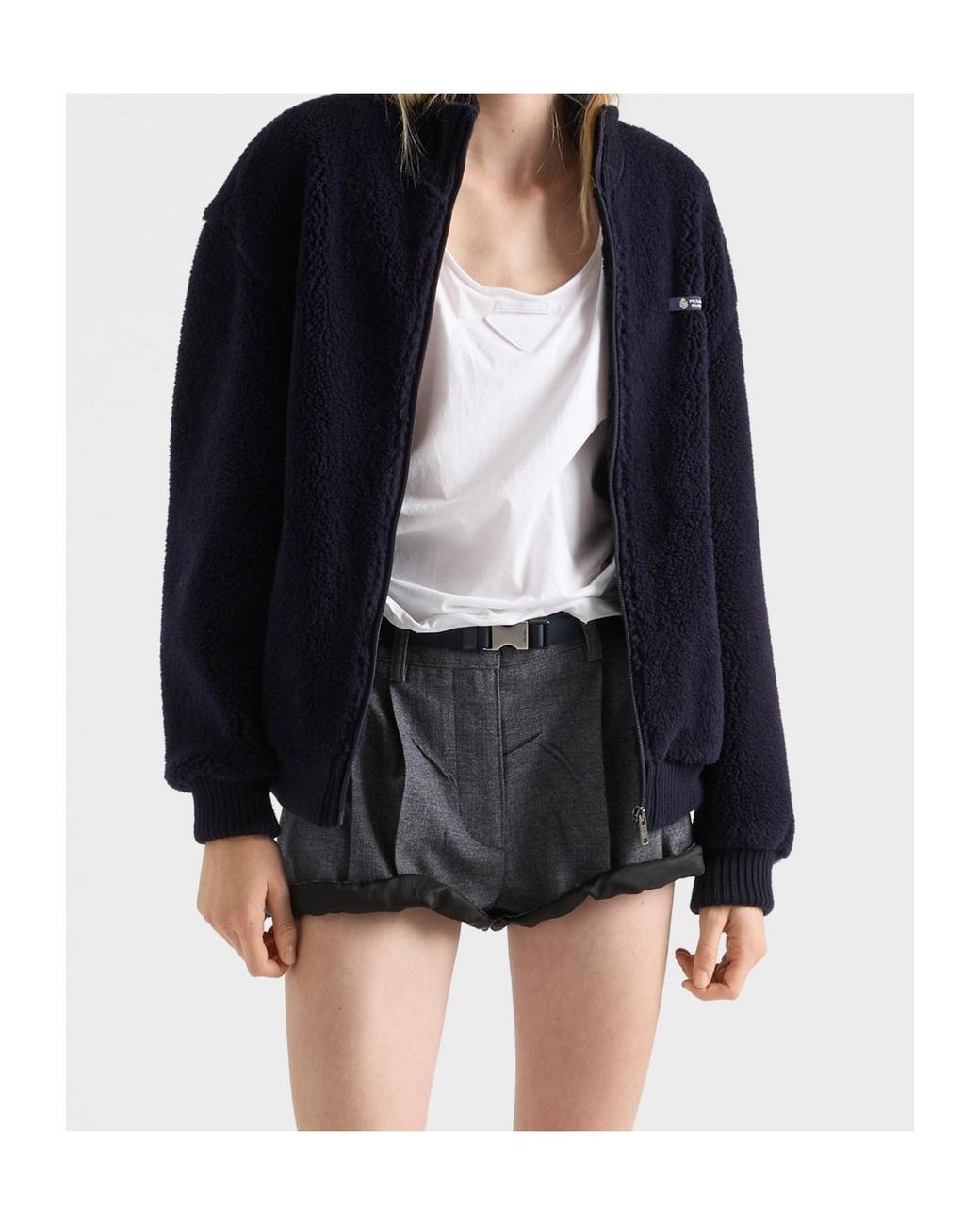 Prada Blue Fleece Bomber Jacket