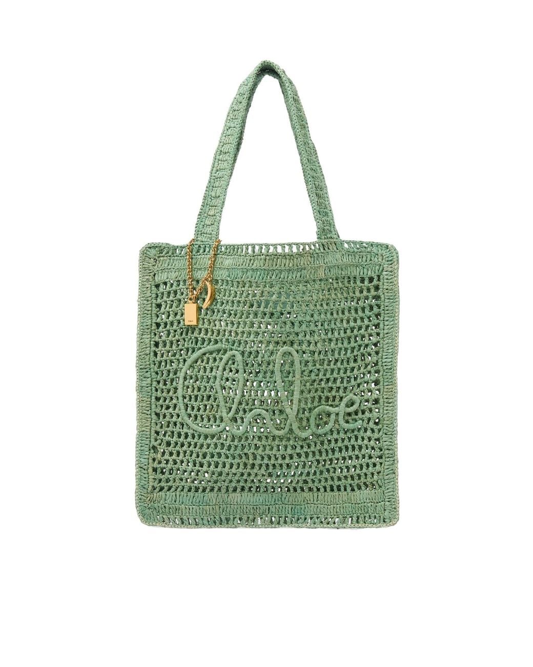 Chloé Green Chloé Summer Banana Logo Detailed Tote Bag