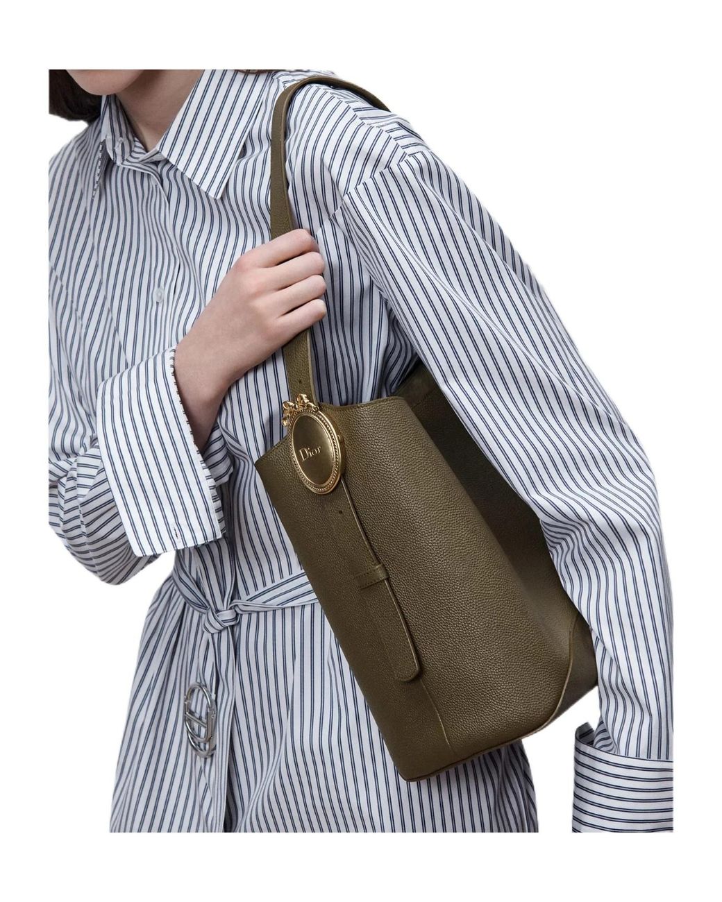 Dior Gray Medium Médaillon Bucket Bag