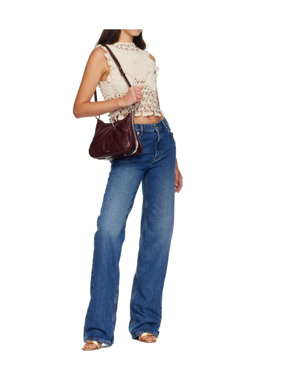 Rabanne Purple Medium Ring Leather Shoulder Bag