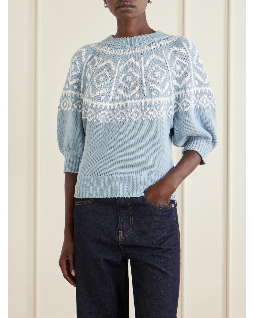 Altuzarra Blue Howard Fair Isle-Knit