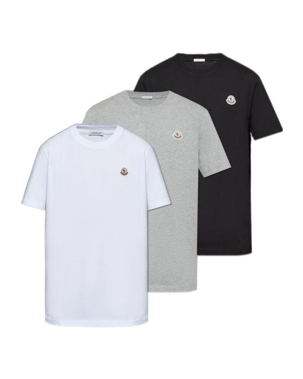 Moncler Multicolor 3 Packs Logo Patch Crewneck T-Shirt for men