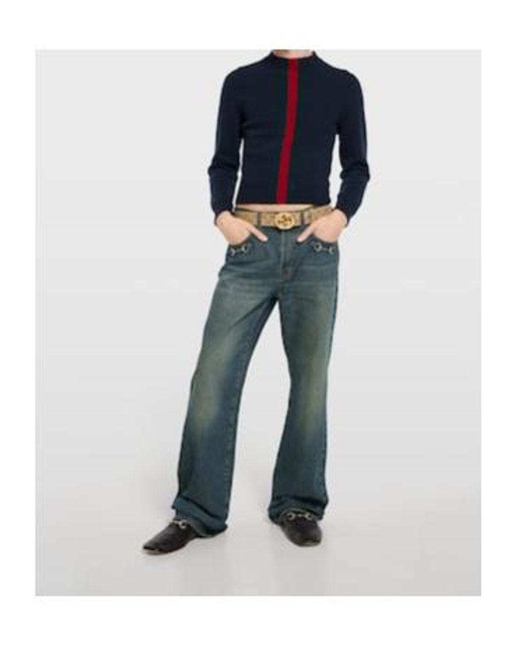 Gucci White Interlocking G Buckle Belt for men